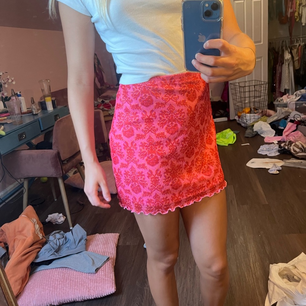 Floral Pink Mini Skirt